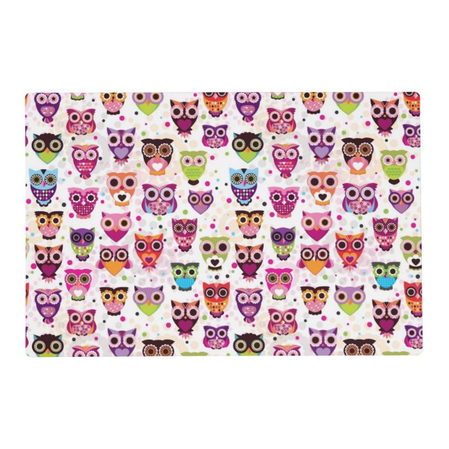 Cute owl background pattern for kids placemat (Front)