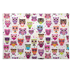 Cute owl background pattern for kids placemat