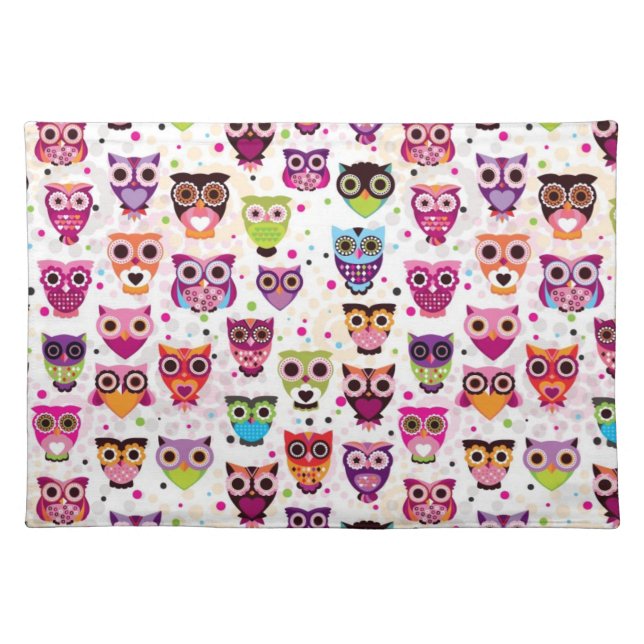 Cute owl background pattern for kids placemat (Front)