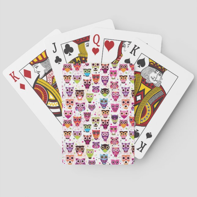 Cute owl background pattern for kids poker cards (Back)