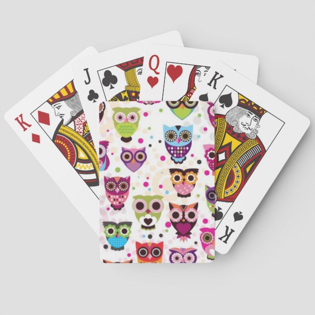 Cute owl background pattern for kids poker cards (Back)
