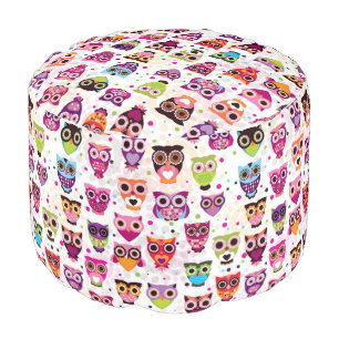 Cute owl background pattern for kids pouf