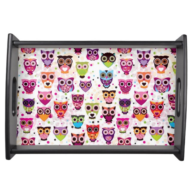 Cute owl background pattern for kids serving tray (Front)