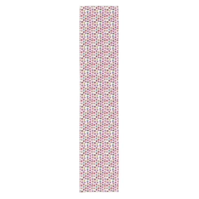 Cute owl background pattern for kids short table runner (Front)