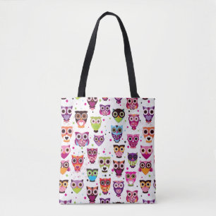 Cute owl background pattern for kids tote bag