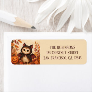 Cute Owl Bat Costume Halloween Personalized Label