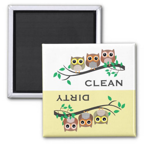 Cute Owl Bird Animal Nature Clean Dirty Dishwasher Magnet