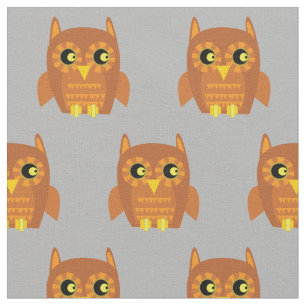Cute Owl Bird Kid Baby Nursery Grey Fabric