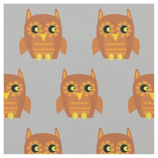 Cute Owl Bird Kid Baby Nursery Grey Fabric