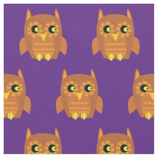 Cute Owl Bird Kid Baby Nursery Navy Purple Fabric