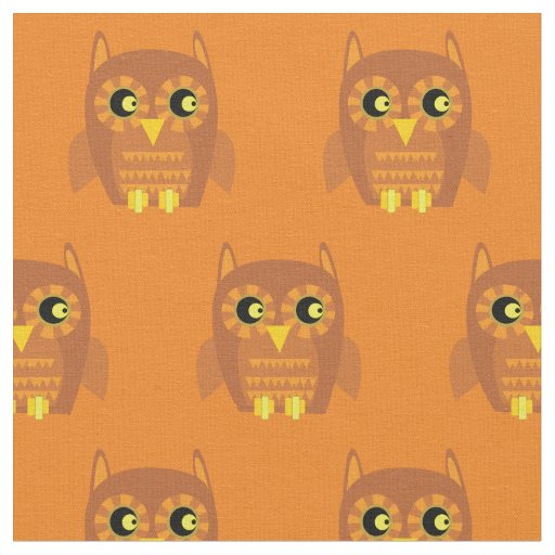 Cute Owl Bird Kid Baby Nursery Orange Fabric