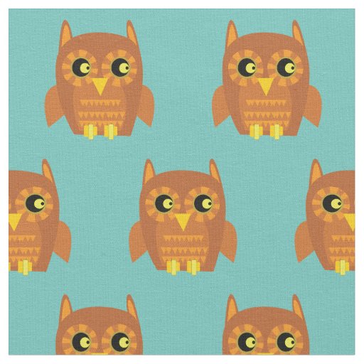 Cute Owl Bird Kid Baby Nursery teal Fabric
