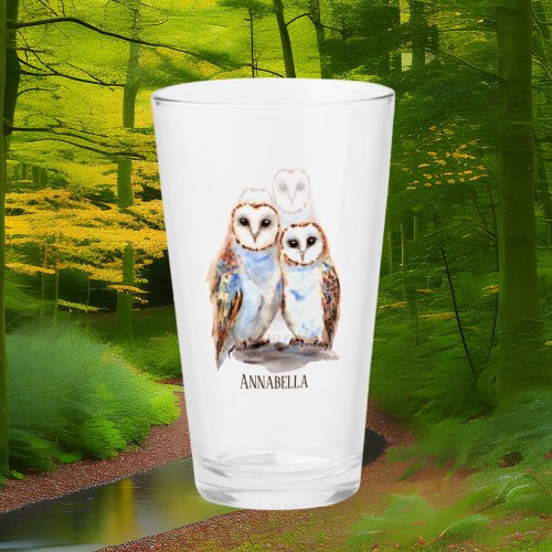 Cute owl bird lovers add text glass