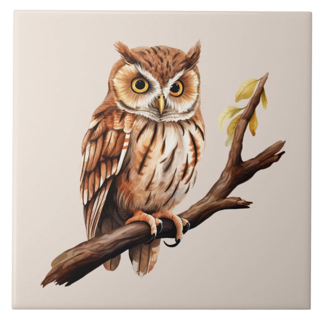 Cute owl bird lovers  ceramic tile (Front)