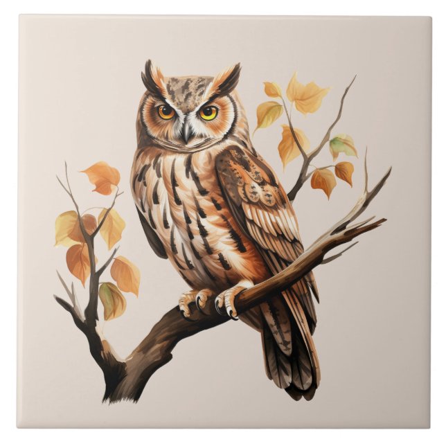 Cute owl bird lovers  ceramic tile (Front)