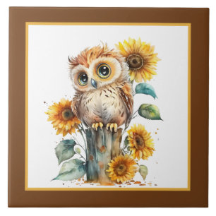 Cute owl bird lovers ceramic tile
