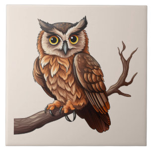Cute owl bird lovers ceramic tile