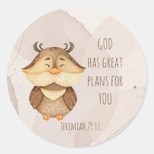 Cute Owl Bird Scripture Jerimiah 2911 Classic Round Sticker