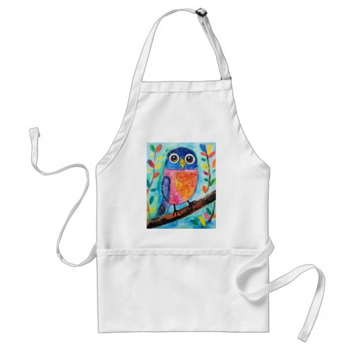 Cute Owl Bird Watercolor Art  Adult Apron