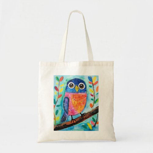Cute Owl Bird Watercolor Art  Tote Bag