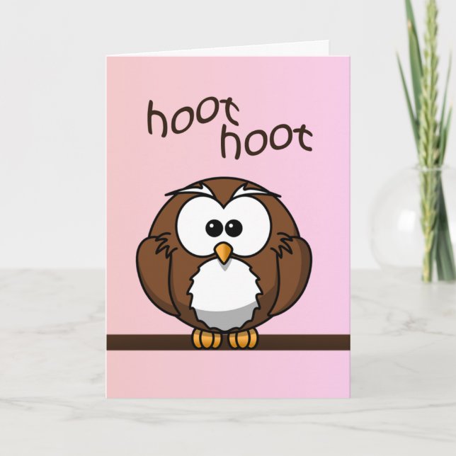 Cute Owl Birthday Greeting Card (Front)