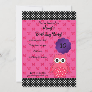 Cute owl birthday invitation