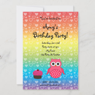 Cute owl birthday invitation