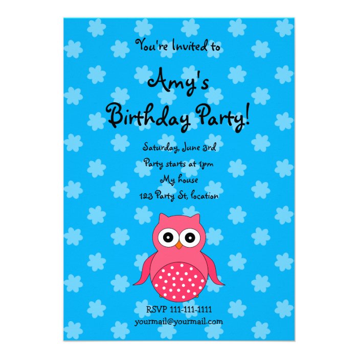 Cute owl birthday invitation