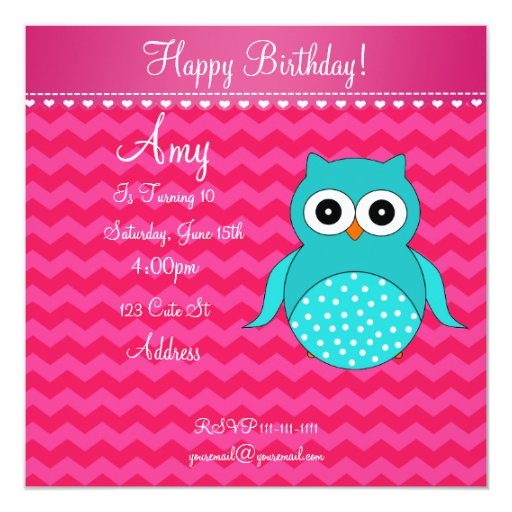 Cute owl birthday invitation | Zazzle