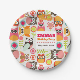 Cute Owl Birthday Invitation Hoot Hooray Birthday Paper Plates