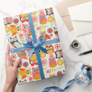 Cute Owl Birthday Invitation Hoot Hooray Birthday Wrapping Paper