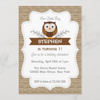 Cute Owl Birthday Invitation Woodland by melanileestyle at Zazzle
