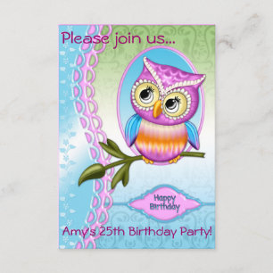 Cute Owl Birthday Invitations Announcements