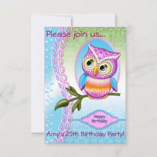 Cute Owl Birthday Invitations Announcements