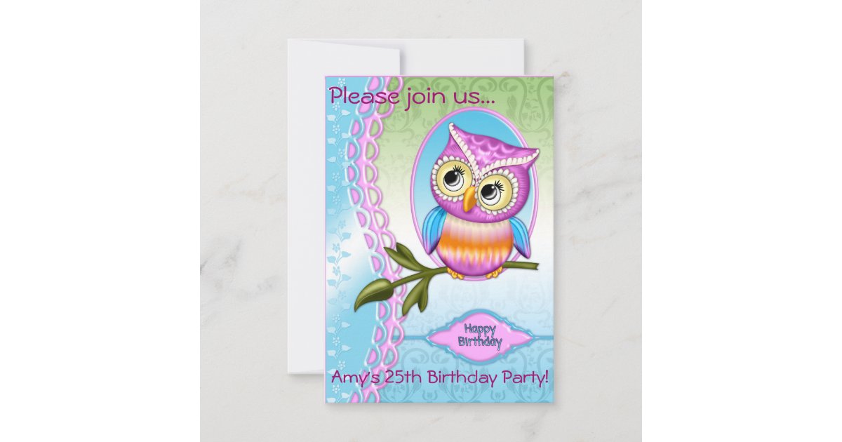 Cute Owl Birthday Invitations Announcements | Zazzle