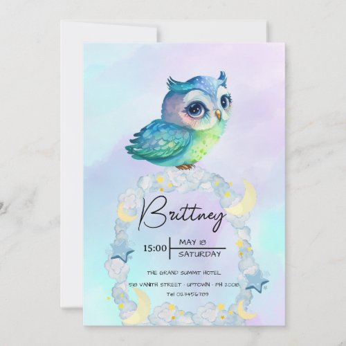 Cute Owl Birthday Party Adorable Invitation 