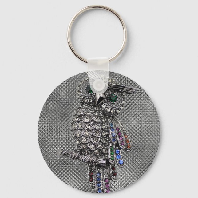 cute owl bling keychain (Front)