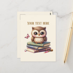 Cute owl book lovers  postcard