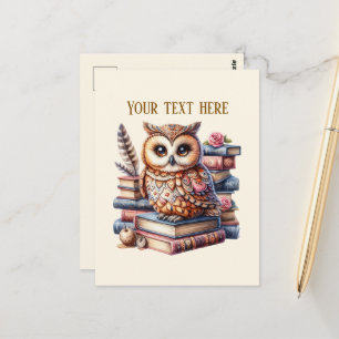 Cute owl book lovers  postcard