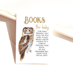 Cute Owl Book Request Baby Shower Enclosure Card