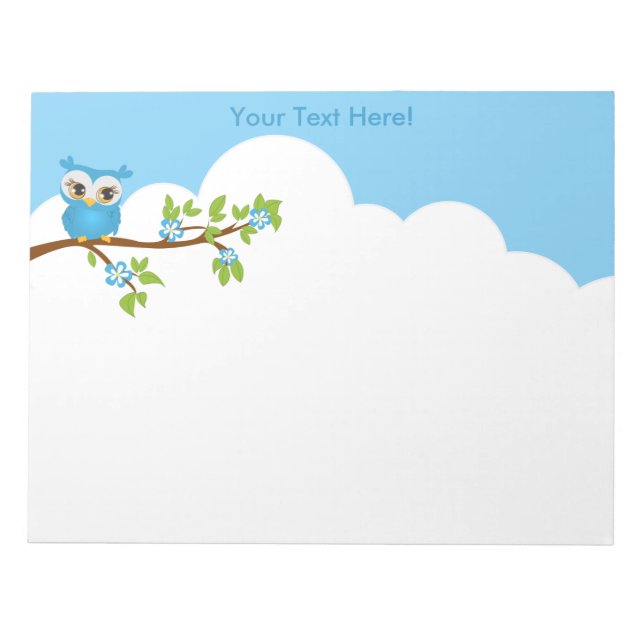 Cute Owl Boy on a Branch Notepad (Front)