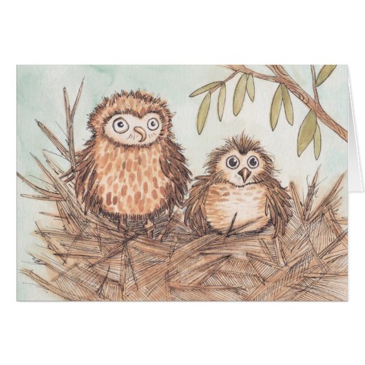 Cute Owl Brothers Cards (Front Horizontal)