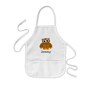 Cute owl cartoon apron for kids   Customize name