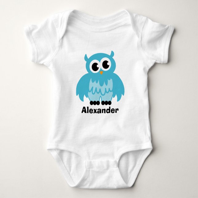 Cute owl cartoon baby clothing for boy bodysuit (Front)