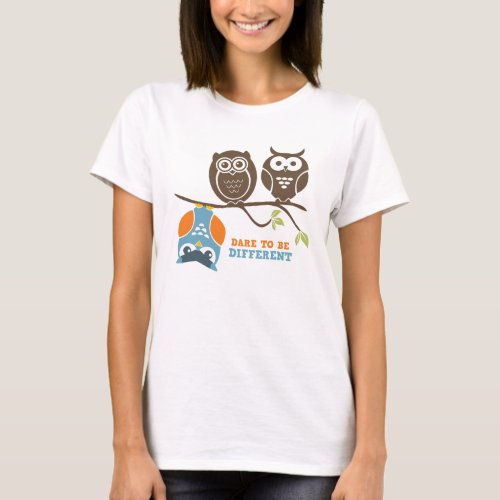 Cute Owl Cartoon T_Shirt Dare to be Different