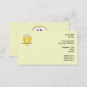 Cute Owl Cartoon. Yellow. Business Card (Front/Back)
