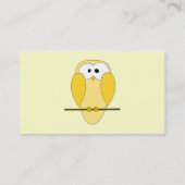 Cute Owl Cartoon. Yellow. Business Card (Back)