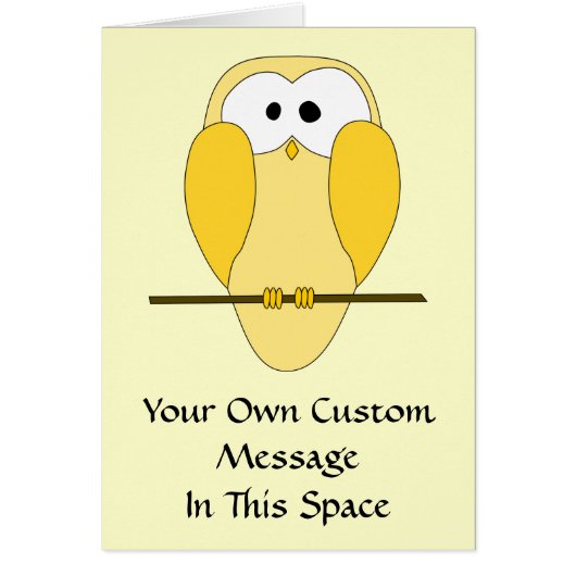 Cute Owl Cartoon. Yellow. Cards (Front)