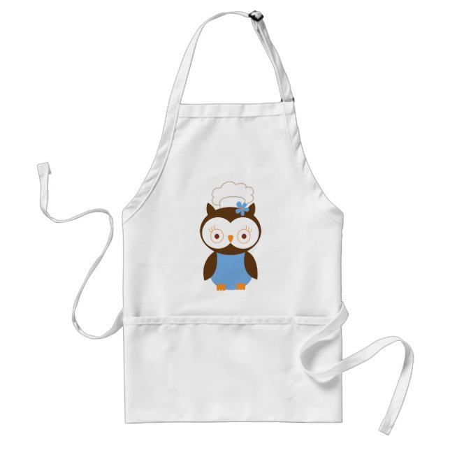 Cute Owl Chef Adult Apron (Front)