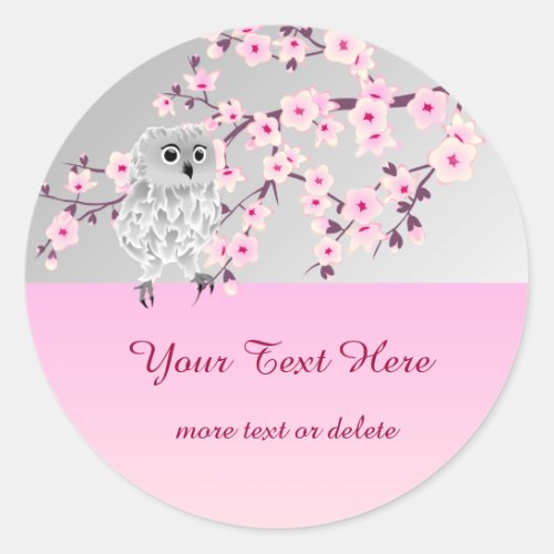 Cute Owl Cherry Blossoms Sticker